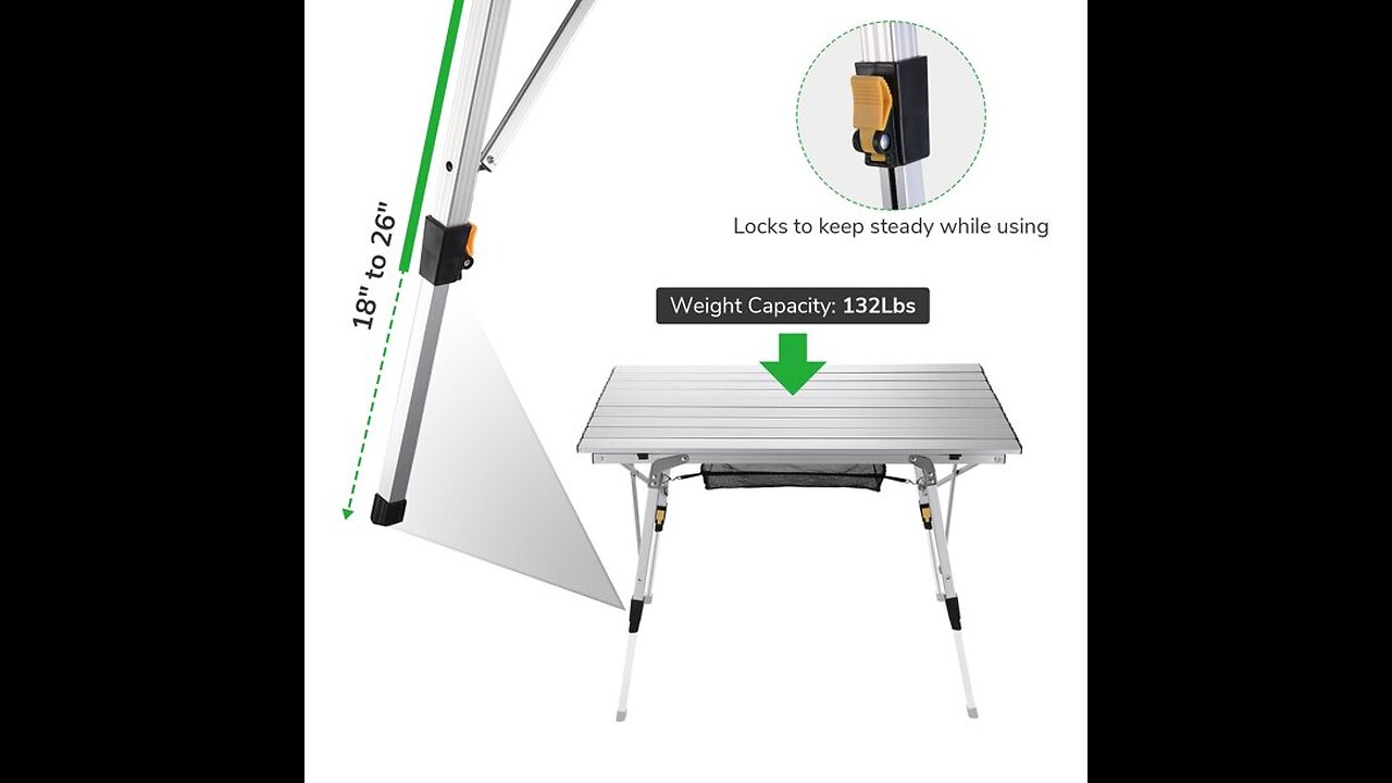 FiveJoy Folding Camping Table Outdoor Portable Picnic Camp Table with Aluminum Legs Adjustable...