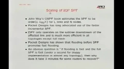 filevergence and Restoration Techniques for ISP Interior Routing