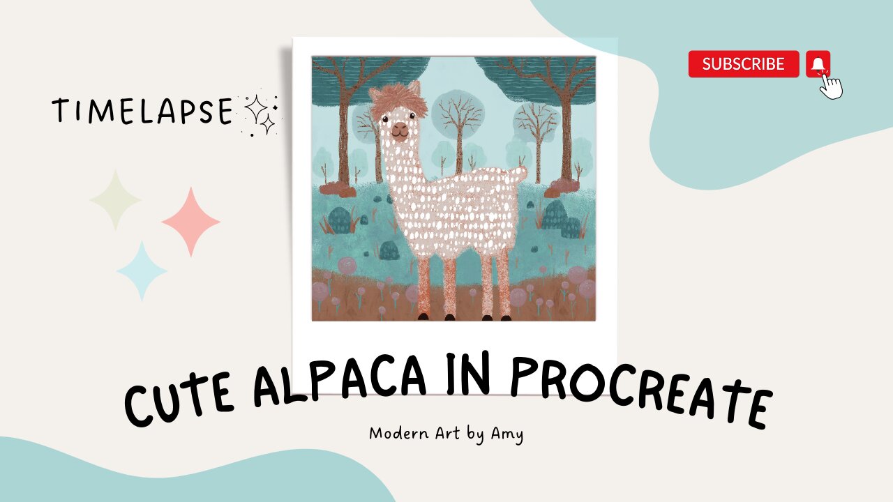 Cute Alpaca Illustration - Procreate Timelapse