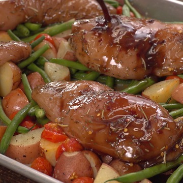 Sweet and simple honey balsamic sheet pan chicken