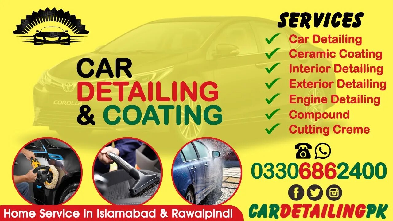 car wash, car detailing and ceramic glass coating services in Islamabad and Rawalpindi at doorstep