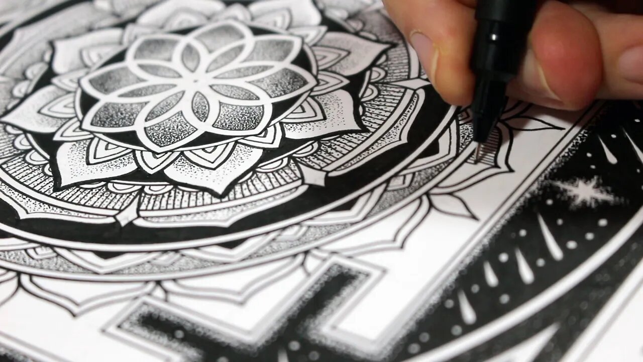 Drawing a Cosmic Dotwork Yantra Mandala