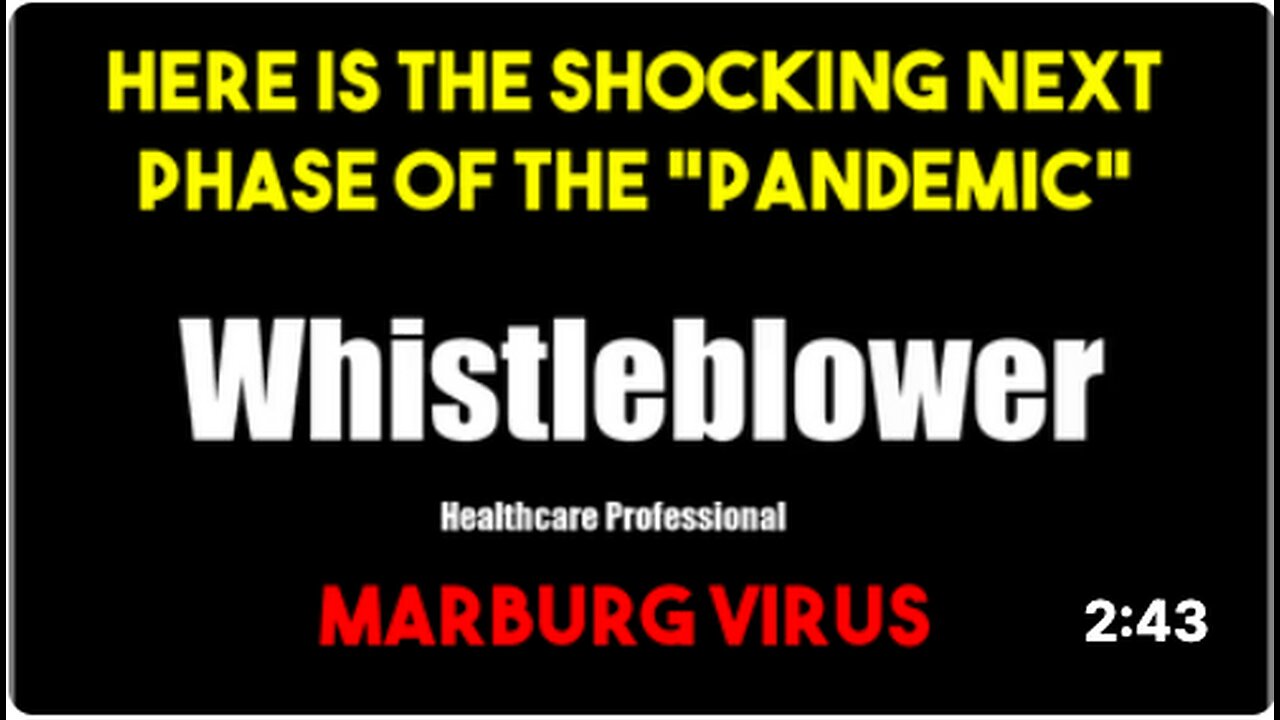 Their Next Global PLANDEMIC?? Enter MARBURG VIRUS