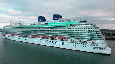 P&O Cruises Britannia cruise ship 4tb August 2023 drone 4k footage Southampton