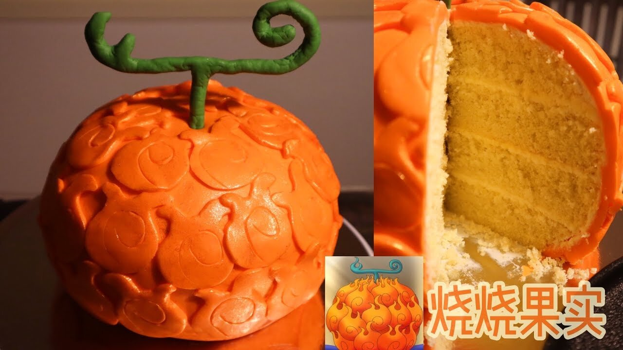 [ENG SUB]How I make a birthday cake, MeraMera no Mi cake, One Piece devil fruit🔥烧烧果实蛋糕🔥メラメラの実🔥