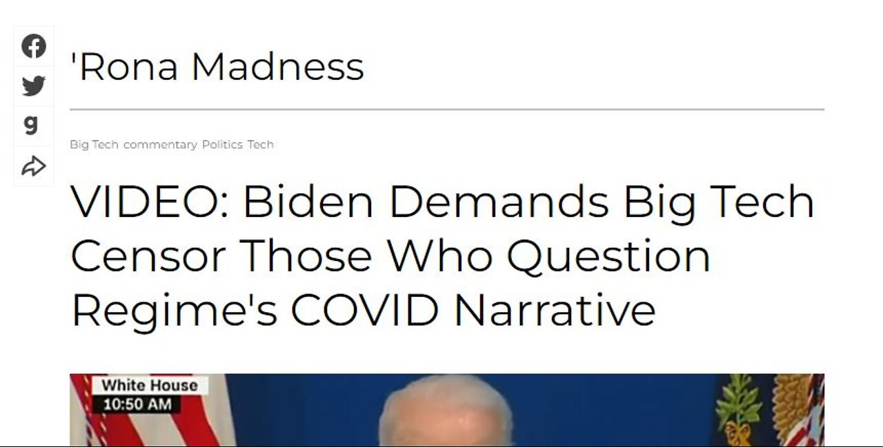 Biden Demands Big Tech Censor Those Who Question Regime's COVID Narrative