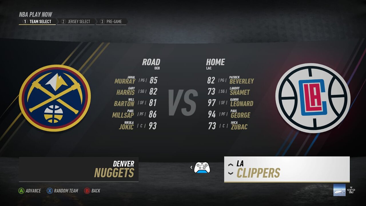 🏀NBA Live Season - Week 1 - Denver Nuggets (Road) VS (Home) Los Angeles Clippers - XBOX SERIES S - Difficult Level: Pro