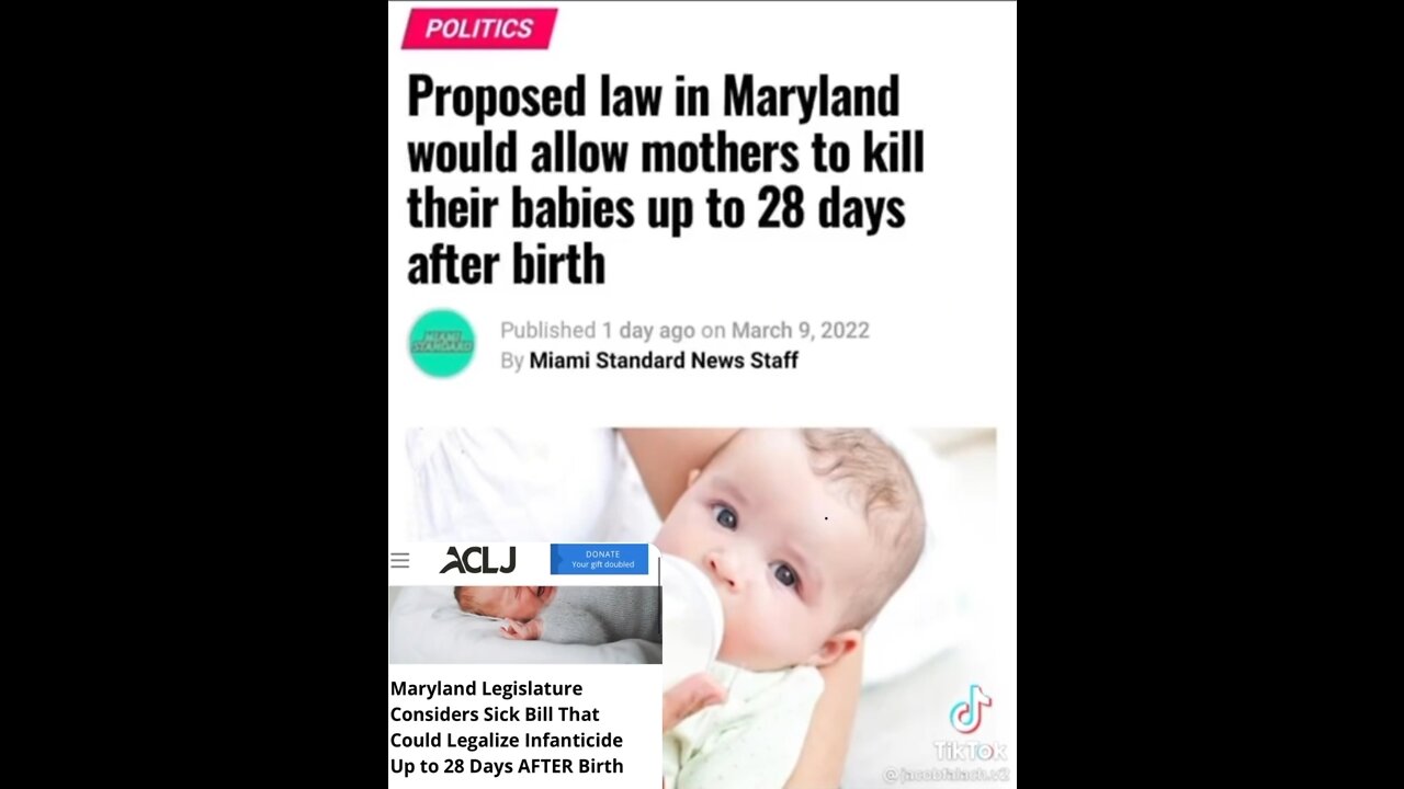 LAW IN MARYLAND WOULD ALLOW MOTHERS TO KILL THEIR BABIES UP TO 28 DAYS AFTER BIRTH