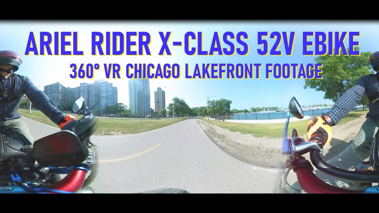 360° VR : ARIEL RIDER XCLASS 52V : EBIKE RIDE ALONG CHICAGO LAKESHORE BIKE PATH IN 4K (KODAK PIXPRO)