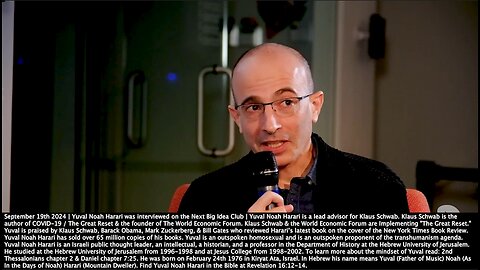 Yuval Noah Harari | "Do You Think That Democracy Is a Conversation Between Humans? In the U.S. There Is a Legal Path for AI's to Really Take Over. In the U.S. a Corporation Is Considered a Legal Person." - 9/19/2024