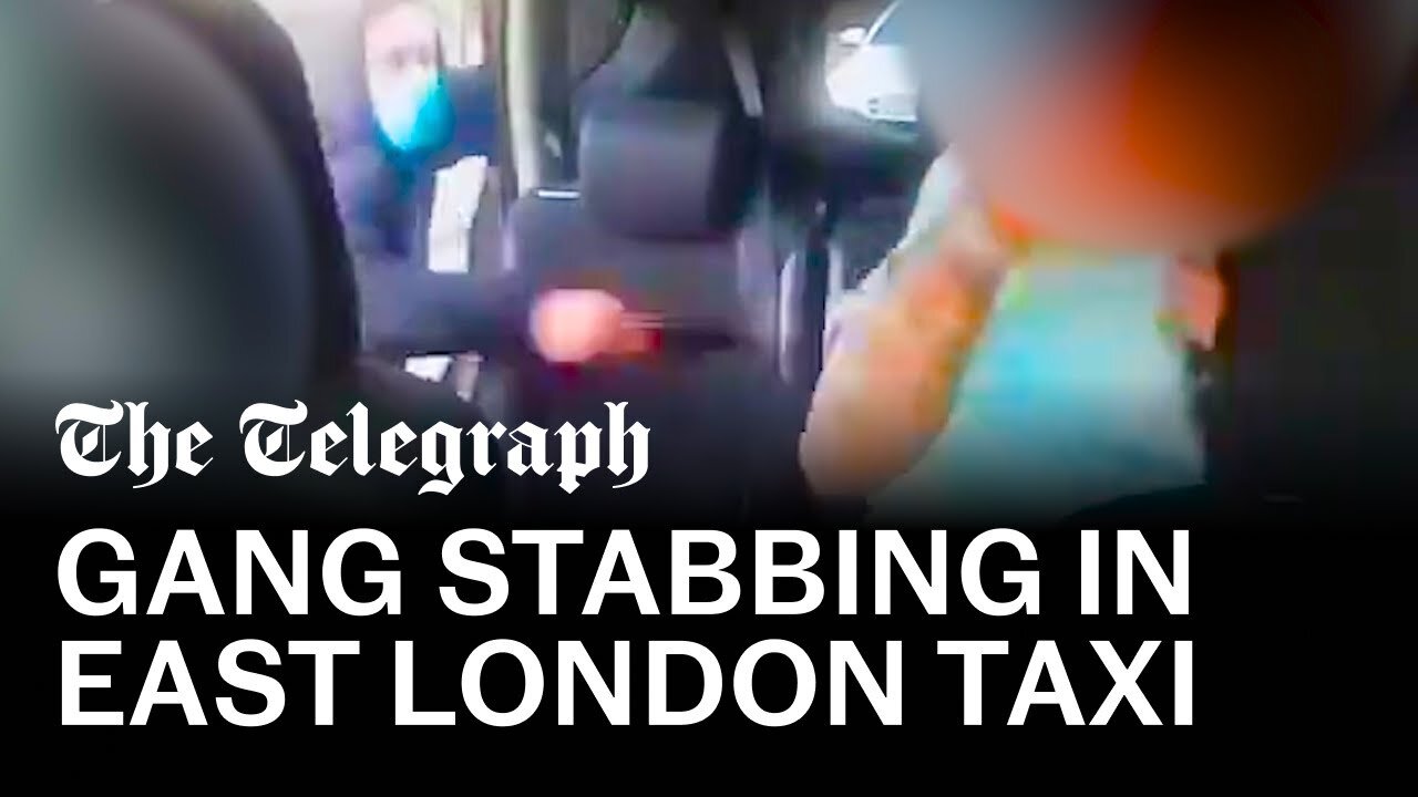 Terrifying moment man is stabbed by knife-wielding gang in the back of a taxi| CN ✅