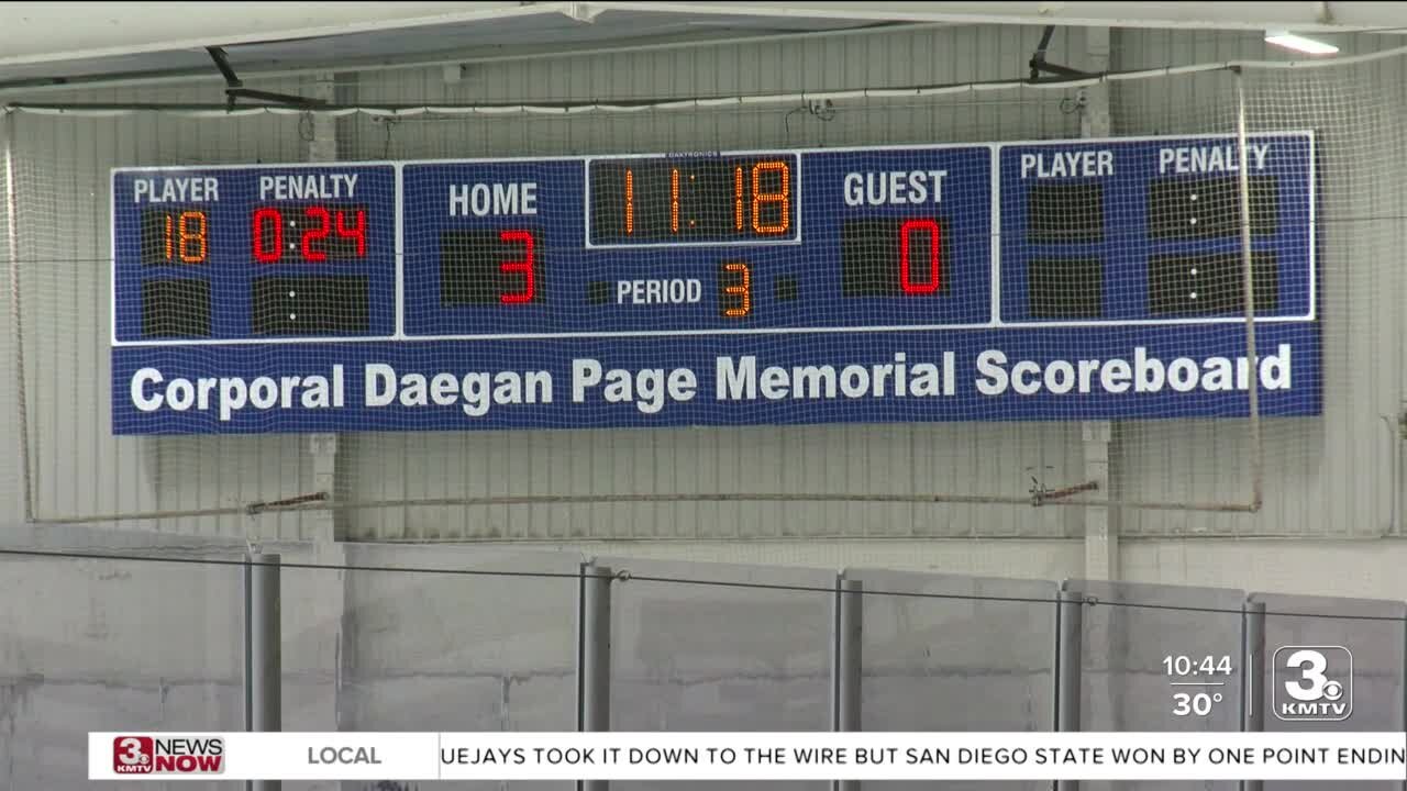 Corporal Daegan Page Foundation dedicates new scoreboard at Omaha ice arena