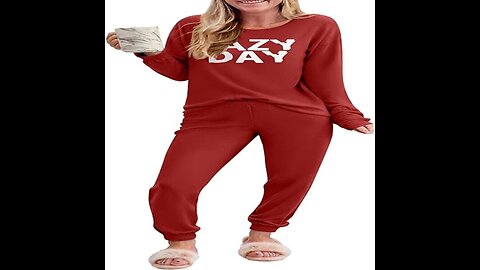 Ekouaer Womens Pajama Sets Long Sleeve Print Sleepwear Crew Neck Jogger