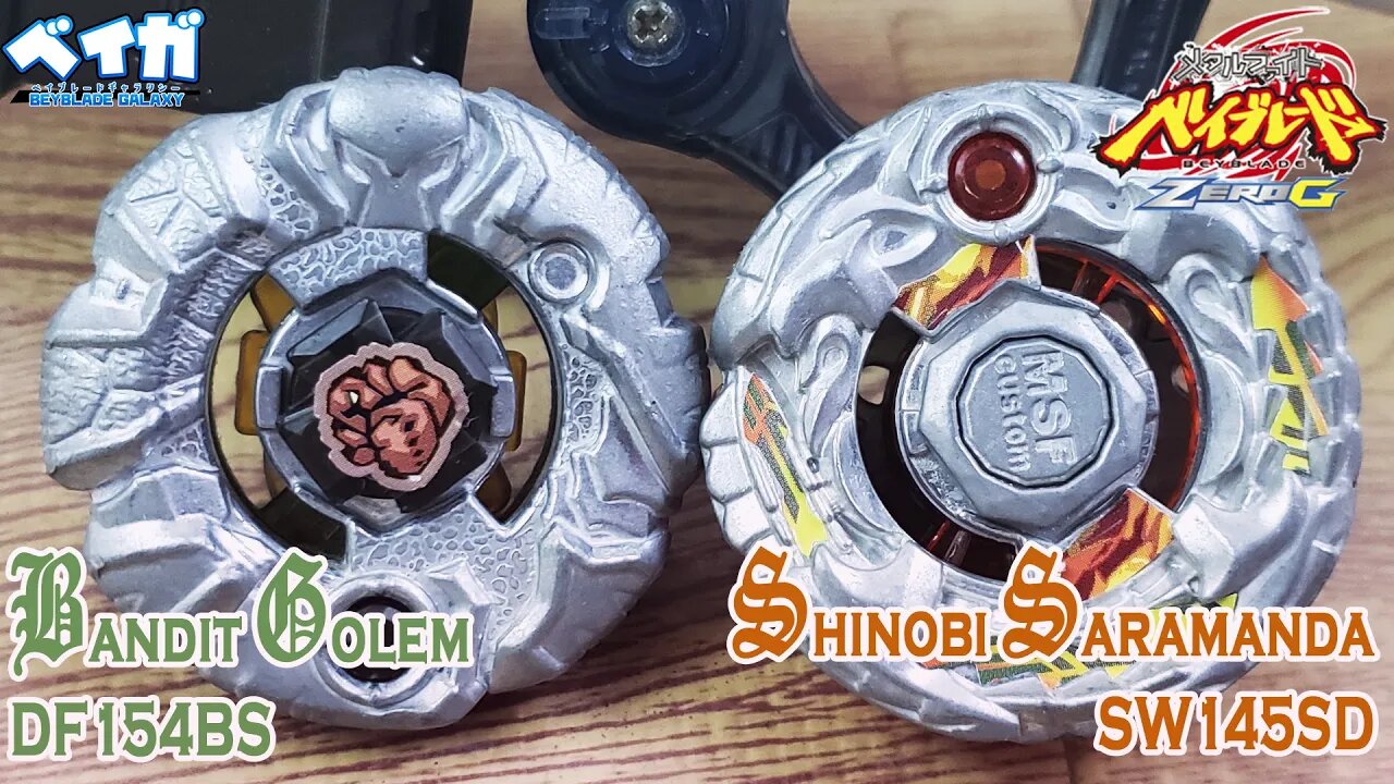 BANDIT GOLEM DF145BS vs SHINOBI SARAMANDA SW145SD - Metal Fight Beyblade Zero G メタルファイトベイブレード