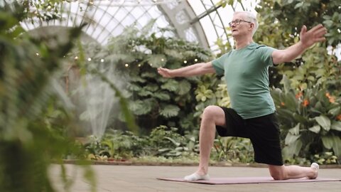 yoga meditation in a conservatory