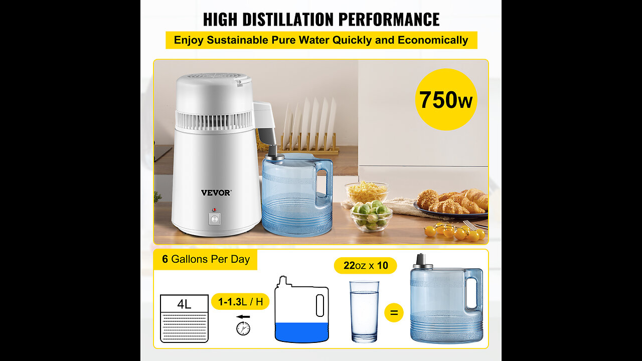 🌊 Pure Hydration at Home and Office! VEVOR 4L Water Distiller: Your Ultimate Water Upgrade! 💧🏢🍃