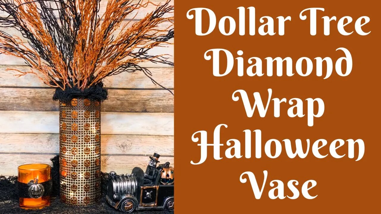 Dollar Tree Halloween Crafts: Dollar Tree Diamond Wrap Halloween Vase
