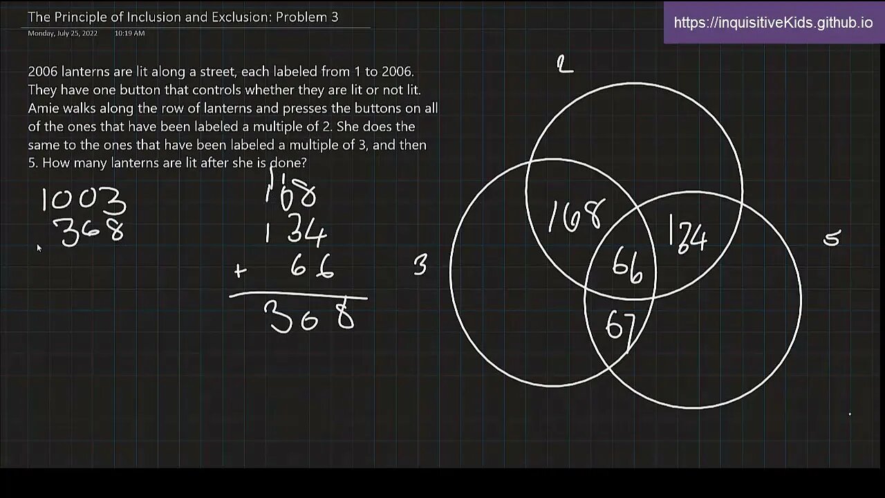 6th Grade Principle of Inclusion and Exclusion: Problem 3