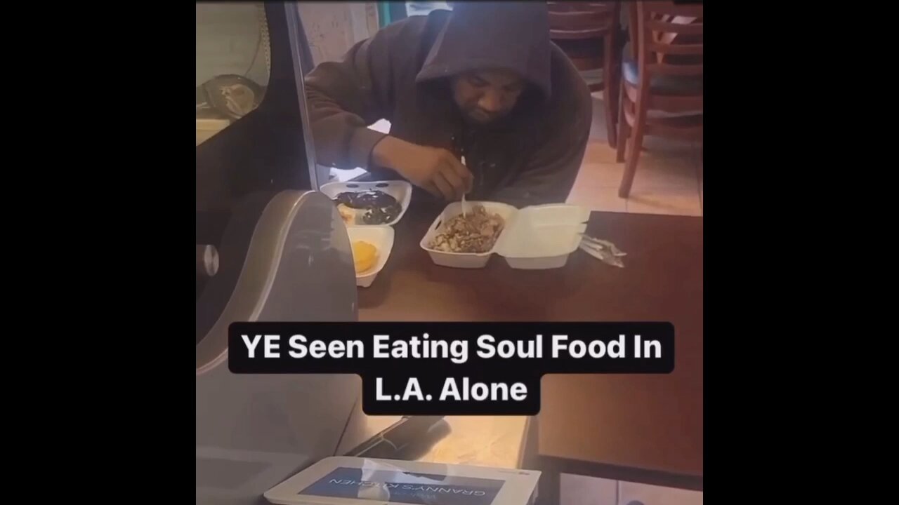 Kanye West SPOTTED Eating Soul Food Alone In The Trenches