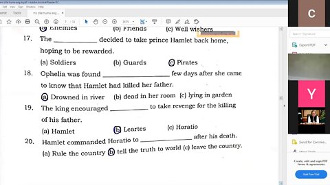 Class 7 English A Hamlet Exercise 2 Dec 2020 Zoom Online Class