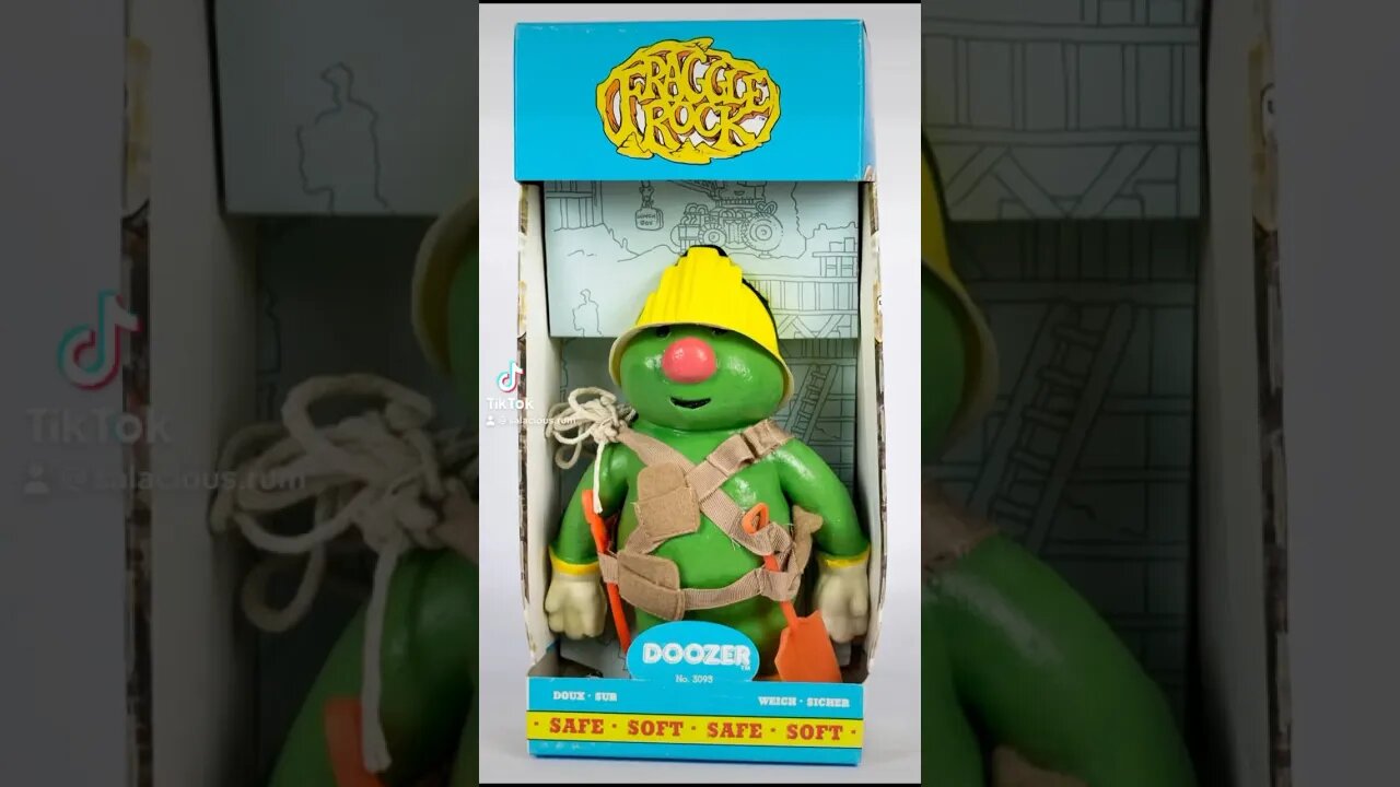 Vintage 1984 Jim Henson Fraggle Rock bendy toy - Doozer yellow helmet