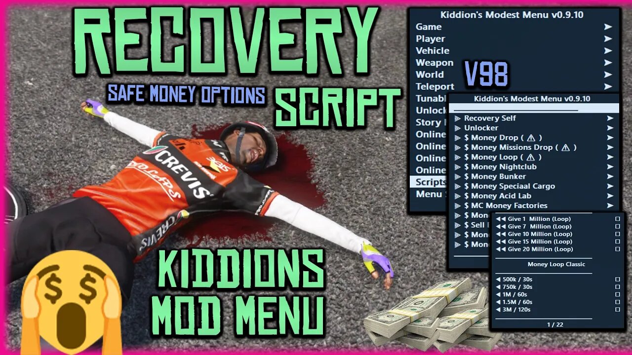 RECOVERY LUA SCRIPT - KIDDIONS MOD MENU - SAFE MONEY METHODS & UNLOCKS (GTA 5 ONLINE 1.67) +Download