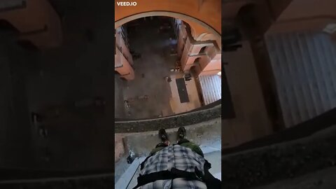 60 meters BASE jump inside cathedral with Bahoi