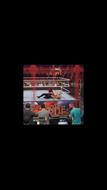 wwe 2k23 Alba Fyre 2 swanton bomb to Charlotte Flair #wwe2k23 #wwe2k23gameplay #wwe2k23myfaction