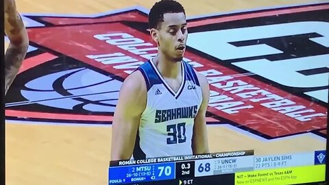 Jaylen Sims UNCW VS. MTSU CLUTCH Free Throws Force OVERTIME 0.3 SECONDS