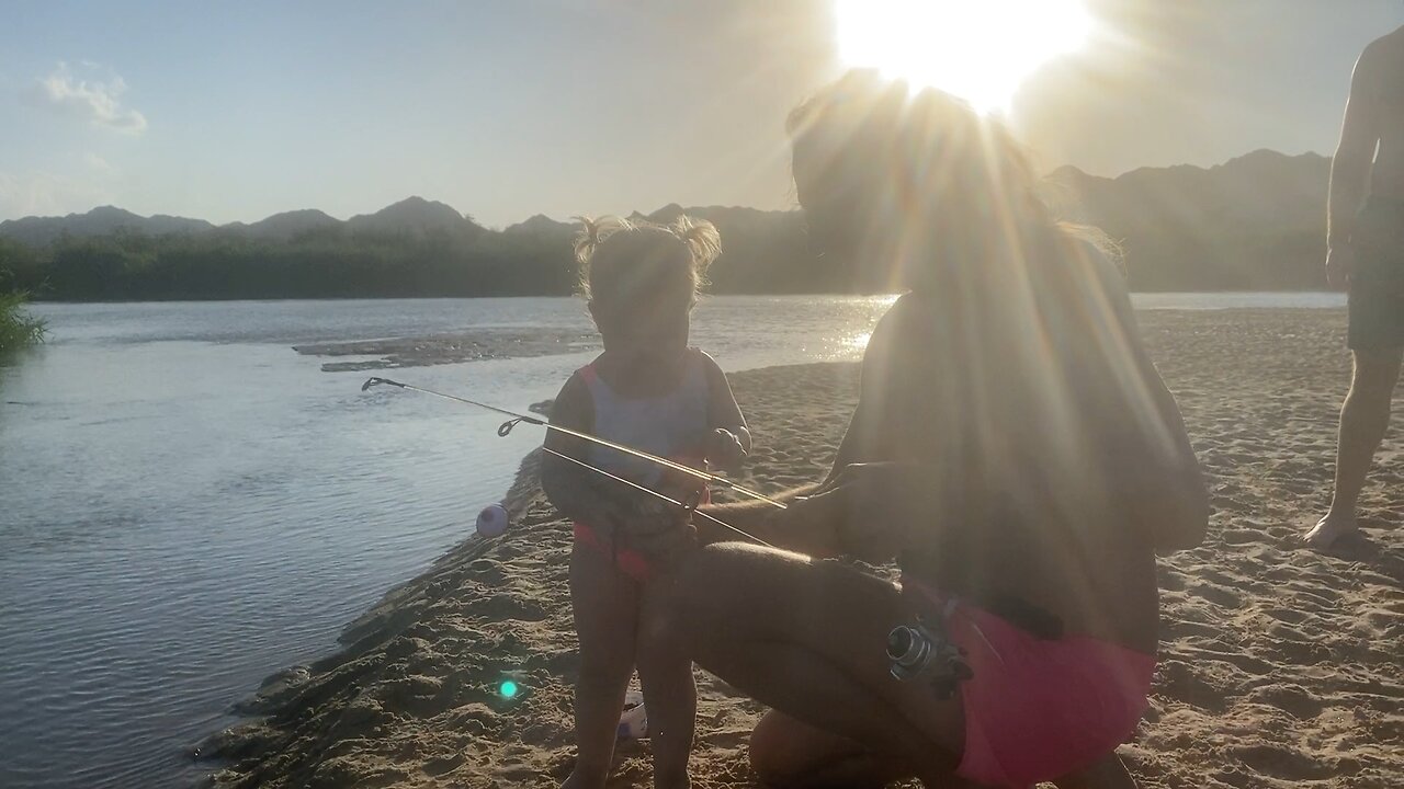 2-1/2 yr old girl catches first Bass