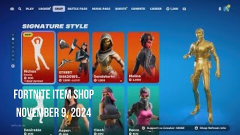 Fortnite Item Shop|November 9, 2024(*New* Riches Emote)