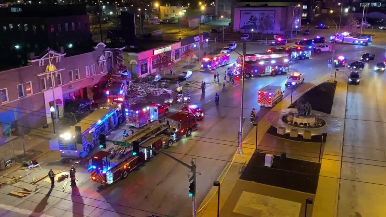 Overview of the partial building collapse near Westport