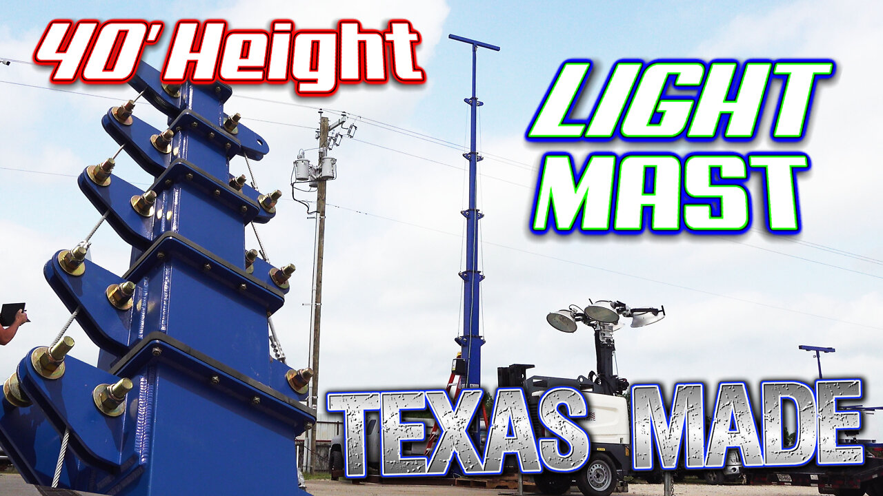 40' Telescoping Light Mast - 9'-40' Seven Stage Aluminum Light Tower - 66lb Payload - Electric Winch