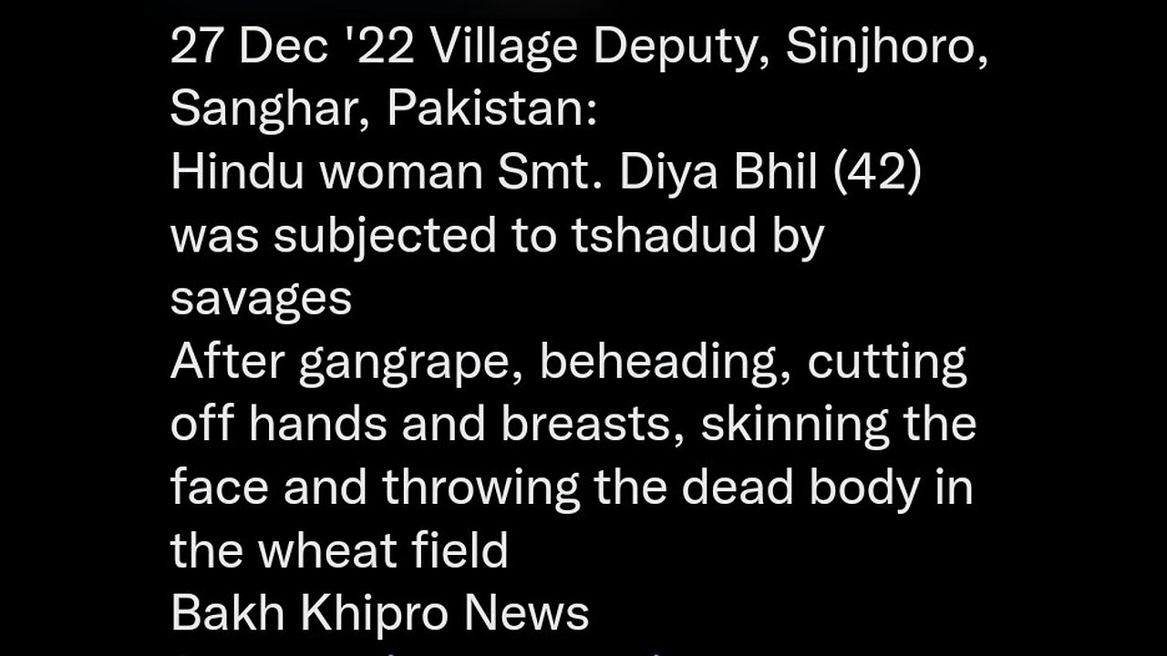 Case 3 Diya Bhil a Hindu was gangraped ,brutally murdered ,BEHEADED by muslims in Pakistan.