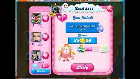 Candy Crush Level 2848 Talkthrough, 14 Moves 0 Boosters