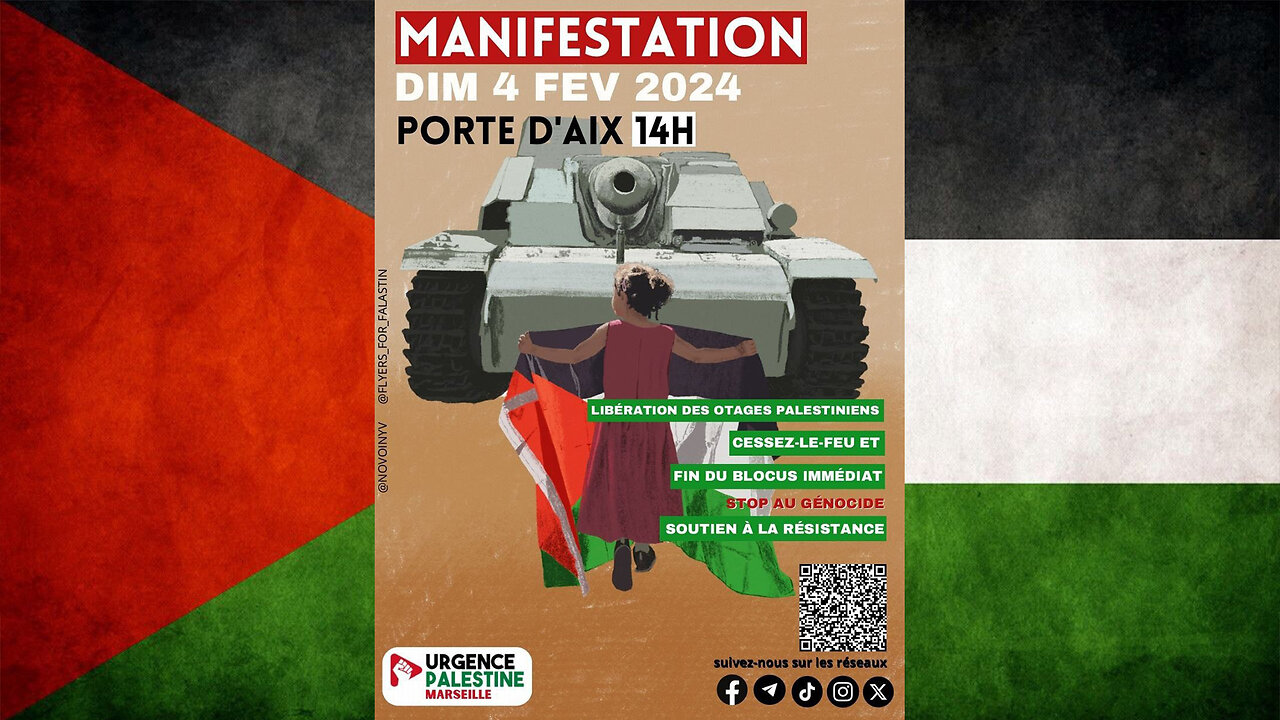 Manif pro Palestine/Gaza à Marseille - 4 fév. 2024, commentée par Salim Laïbi