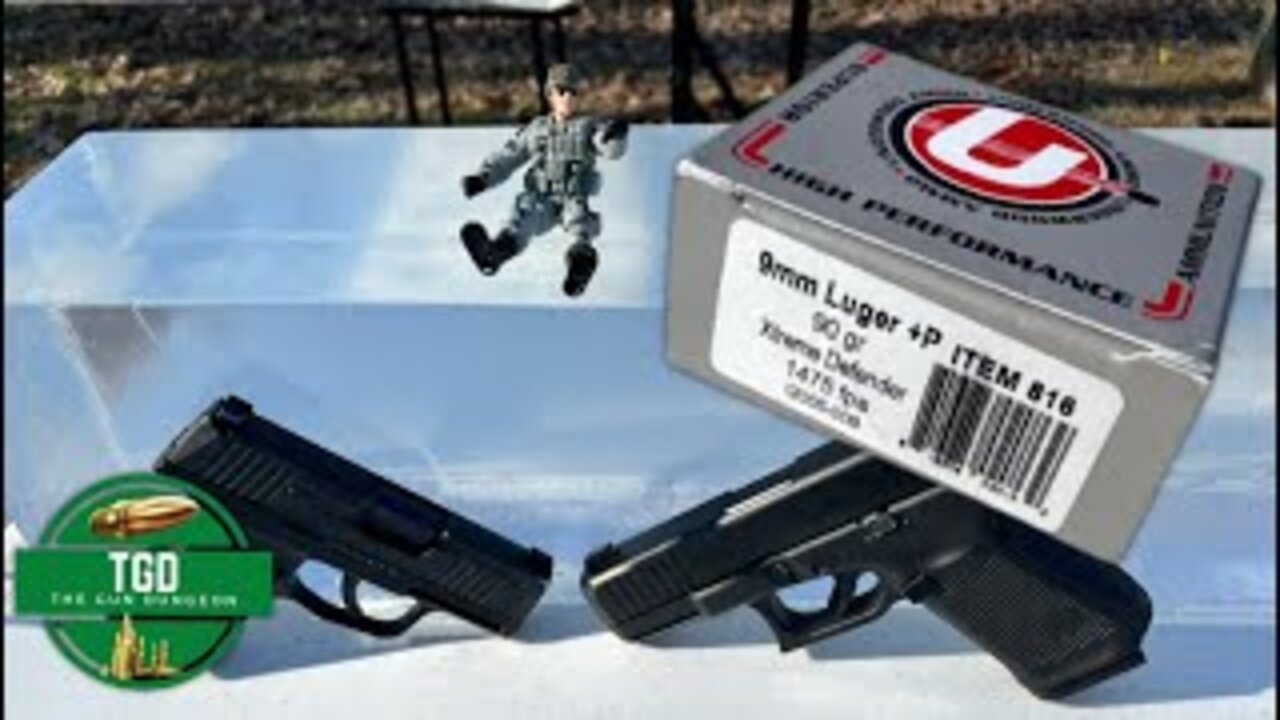 Underwood Xtreme Defender 9mm+p 90g Clear Ballistics Gel Test! Glock 19 and Sig P365