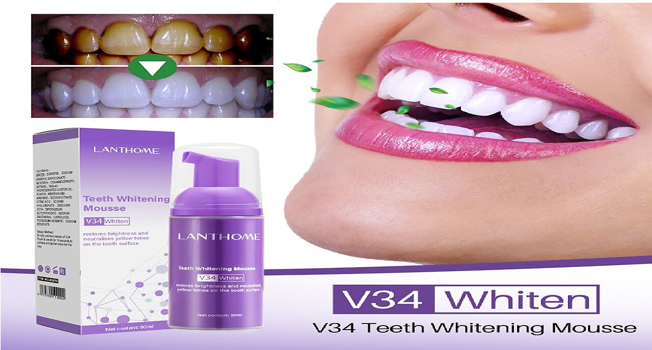 50ml Teeth Whitening Mousse Deep Cleaning Cigarette Stains Repair Bright Neutralizes Yellow Tones