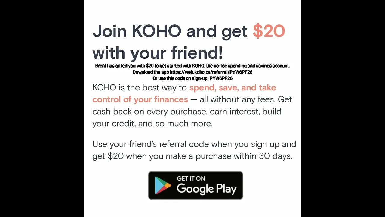 Free $20 to get started with KOHO