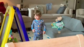 Grant Showing Belly and Playing with Kitchen