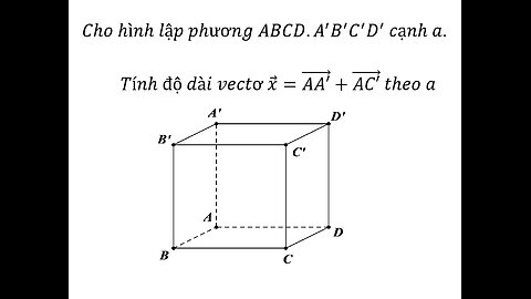 Cho hình lập phương ABCD.A'B'C'D' cạnh a.Tính độ dài vectơ x=(AA') +(AC') theo a