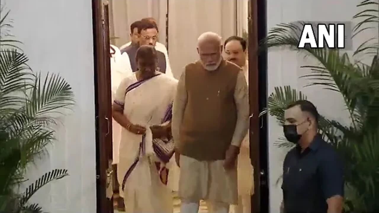 Prime Minister Narendra Modi leaves from the residence NDA's Presidential candidate #DroupadiMurmu