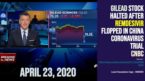 (April 23 2020) Gilead stock halted, Remdesivir flopped in coronavirus trial in China (CNBC)