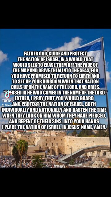 Good afternoon, I wanted to take a moment to share this prayer for Israel. #prayer #bibleverses