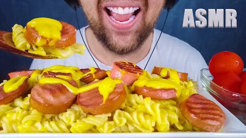 ASMR CHEESE NOODLES MACARONI & FRIED KIELBASA SAUSAGES MUKBANG | EATING SOUNDS NO TALKING