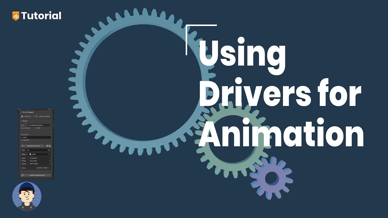 How to use drivers to control gears in Blender | Animation