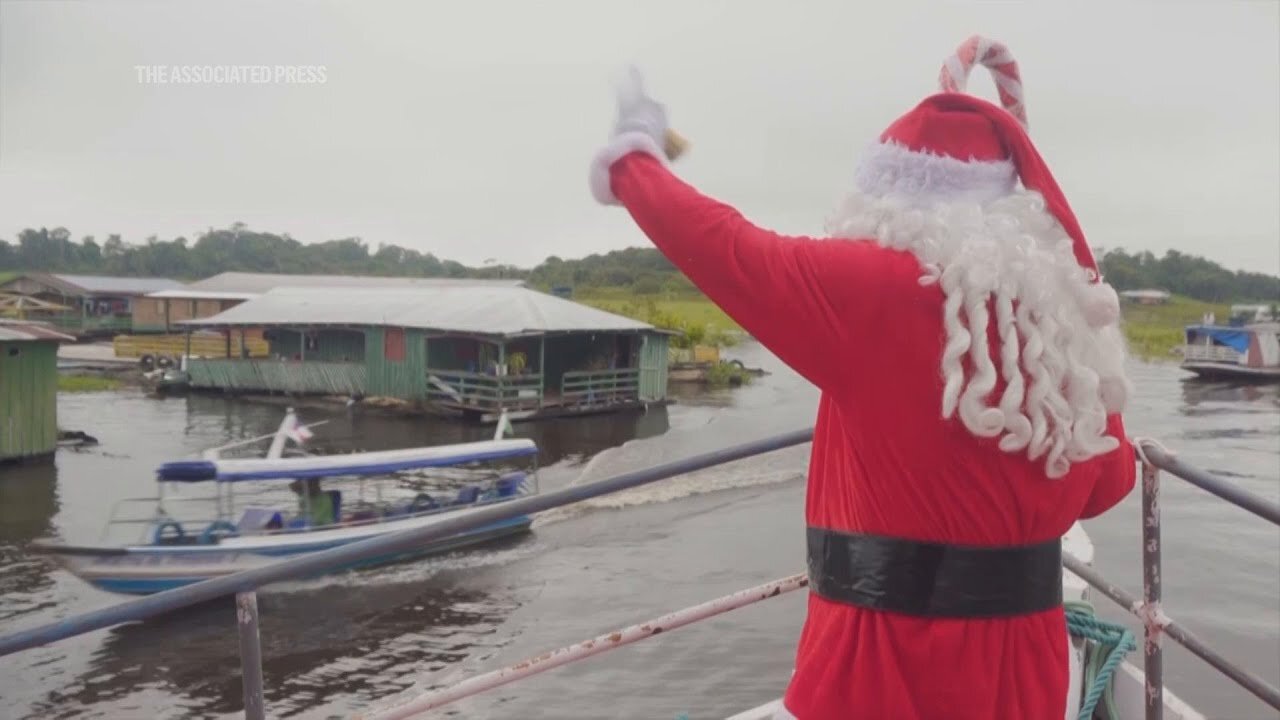 Santa Claus delivers presents to Brazilian Amazon communities