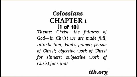 Colossians Chapter 1 (Bible Study) (1 of 10)