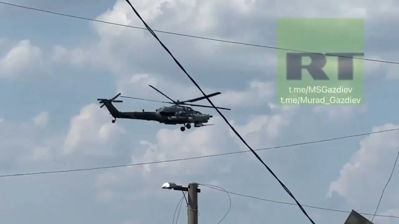 Russian Ka-52, Mi-28, Mi-8 Helicopters Fire At Ukrainian Positions Near Lisichansk Oil Refinery Pt.2