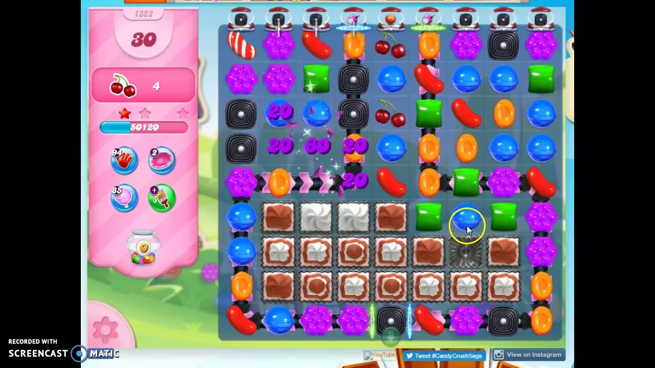 Candy Crush Level 1323 Audio Talkthrough, 3 Stars 0 Boosters